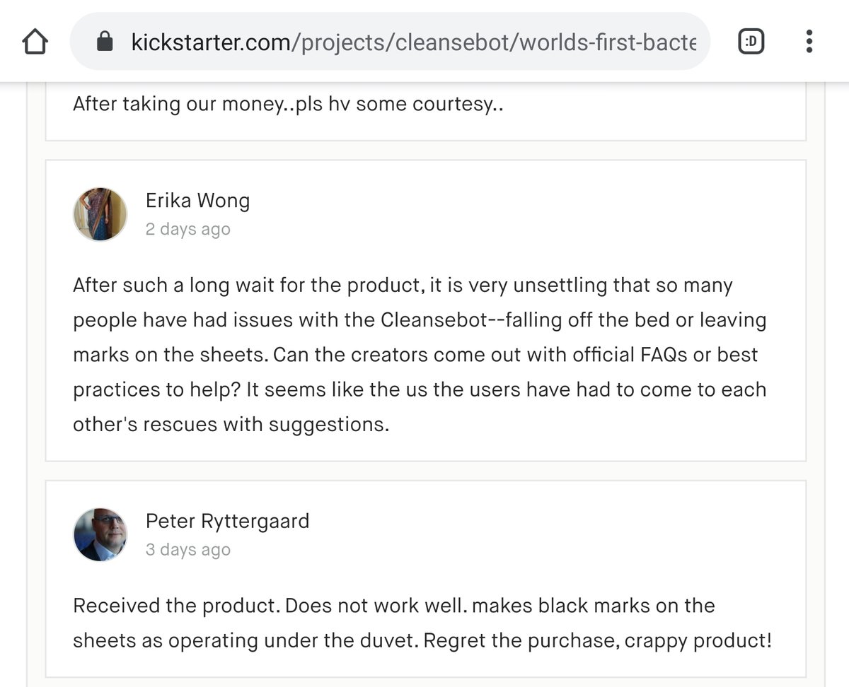 Early reports from some people who already received their CleanseBot suggest dark bed sheets confuse the sensors and the robot falls off the edge of the bed, or that it leaves marks on bed sheets  https://www.kickstarter.com/projects/cleansebot/worlds-first-bacteria-killing-robot/comments 18/n