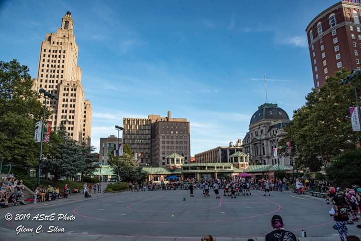 As we await our return to #downtownPVD, we continue to enjoy the beautiful view, captured by Glenn C. Silva, ASttE Photo 📷 #Providence #welovePVD #rollerderby #BankNewportCenter #KennedyPlaza #PVD #home