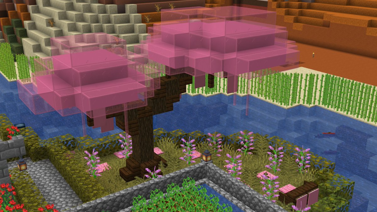 EvercraftMCPE's tweet photo. This stunning cherry blossom tree and garden fits perfectly next to this winding little river. What a cool use of glass &amp; concrete!

Credit: reddit user u/P0rglover

#SurvivalBuild #EverCraftRealm #Minecraft #Bedrock #Multiplayer #MinecraftBuilds #MinecraftRealms https://t.co/O48u7HBfJp