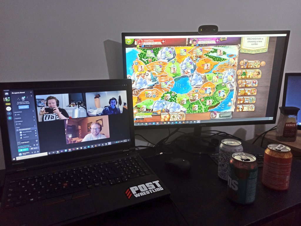 BensonRichardE's tweet photo. You thought wrong if you thought my weekend couldn't get nerdier than TEW streams. Lockdown is bringing out the best/worst in everyone. #SmallWorld2 https://t.co/ORlRFo9MtR