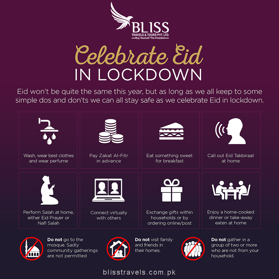 BlissTravels_pk's tweet photo. Eid Mubarak from our family to yours and remember to keep safe.
#EID #Eid2020 #LockDown #BestClothes #ApplyPerfume #PayZakat #EatSweet #EidTakbiraat #SalahAtHome #ConnectVirtually #EatAtHome https://t.co/6PTtiAHwFl