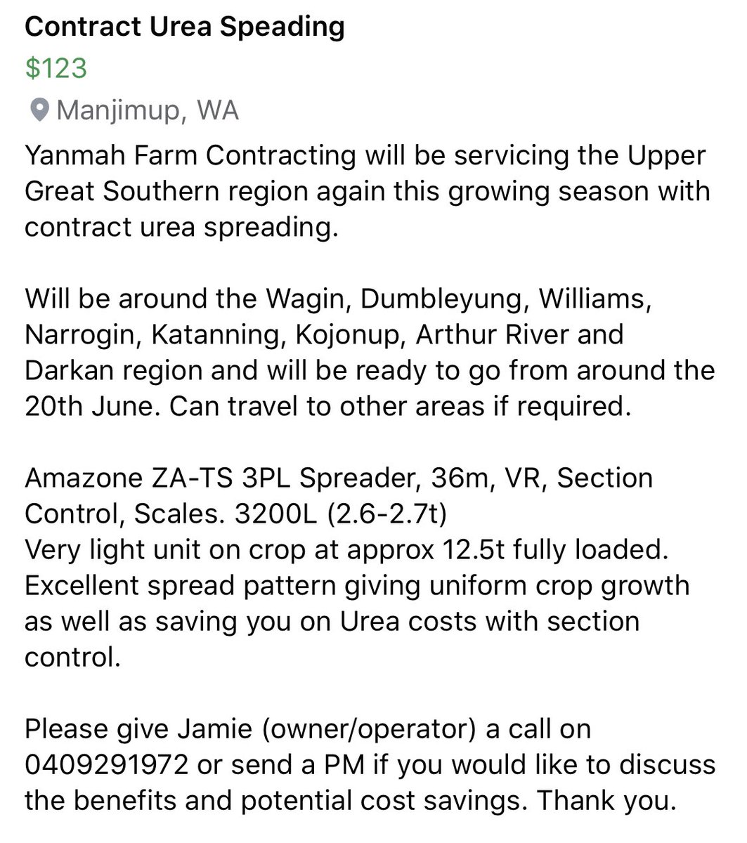 JamieNicolaou's tweet photo. Urea Spreading is not far away, please get in contact if you’d like to talk about the crop benefits and cost savings associated with using a contractor with a linkage spreader.

Retweets very much appreciated. 👌🏻 https://t.co/4Ke96Nz7Tb