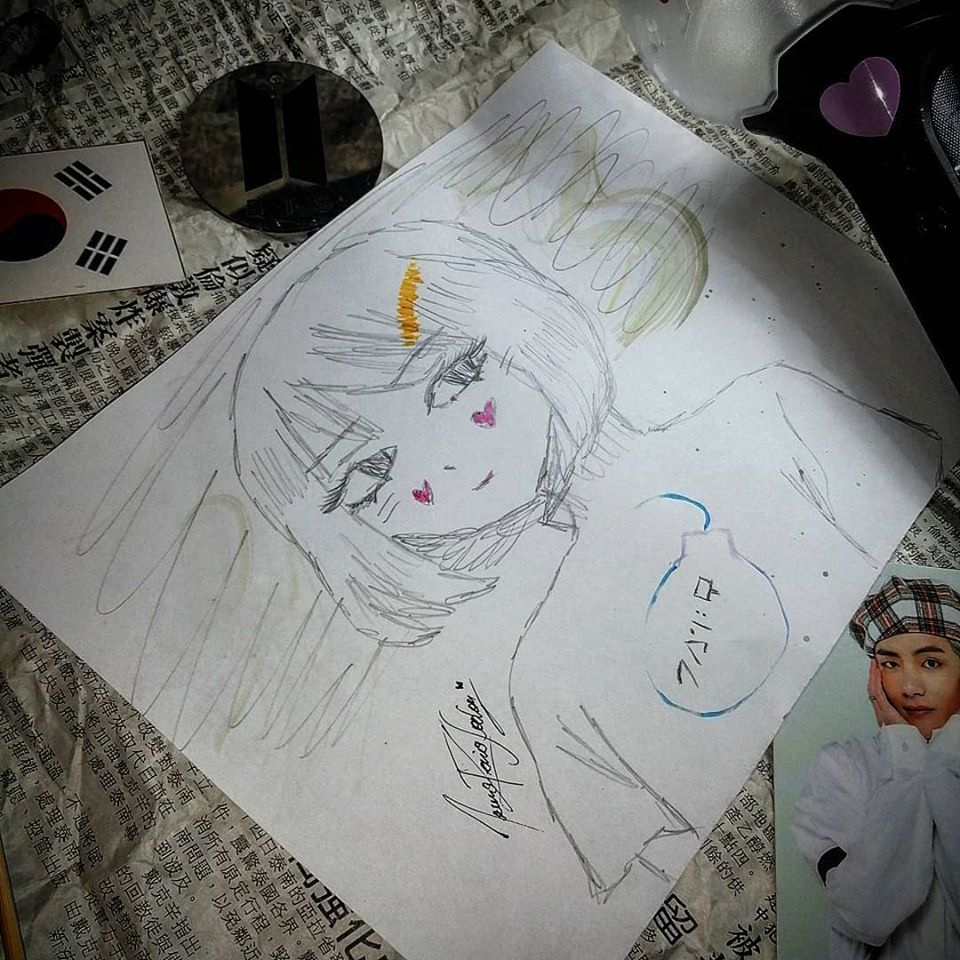 LauGodoi's tweet photo. ✨ARMY FANATT ✌🏼#bts #larmyxtaetae #BigHitentertainment. "En mis ojos eres mi todo pero en los tuyos soy otra fan en el mundo" :( 
#armybomb #armybts #armyと繋がりたい #さんと繋がりたい #animeart #independent #illustration #collection #fanart #bocetos #patience #design https://t.co/SzAx5locym
