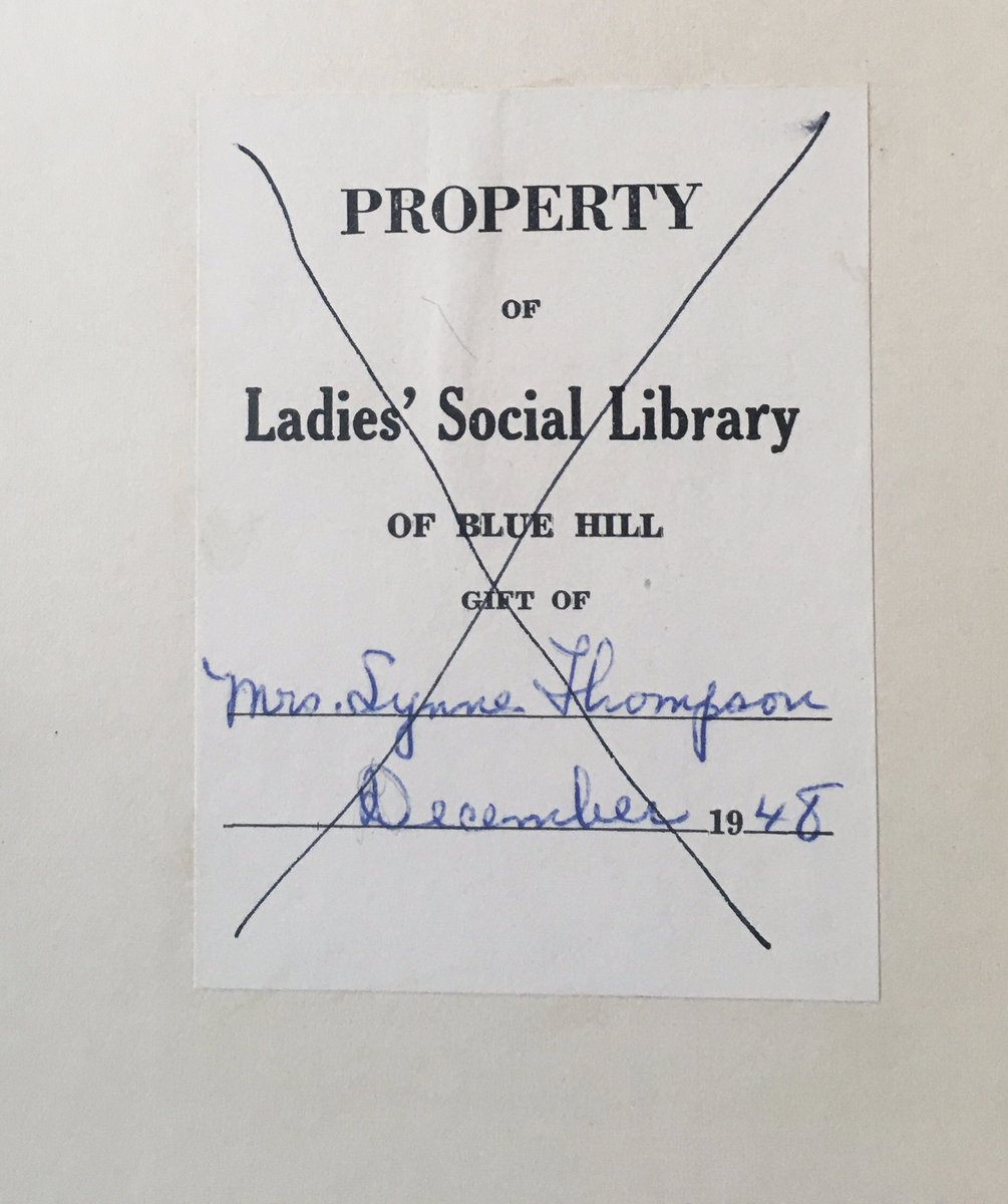 This book was published in 1928. Twenty years later, this particular copy was donated to the Ladies’ Social Library of Blue Hill, Maine, about 90 miles east of Robinson’s hometown of Gardiner. 2/20