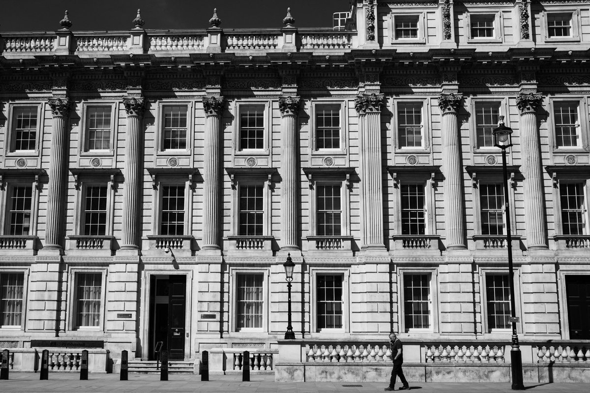 Whitehall deserted. Most of the UK’s civil servants are working from home, so some of London’s most beautiful buildings will remain empty for some time. The Treasury, Cabinet Office and Ministry of Defence had only one or two folks milling around. https://www.instagram.com/sebastianepayne&nbsp;