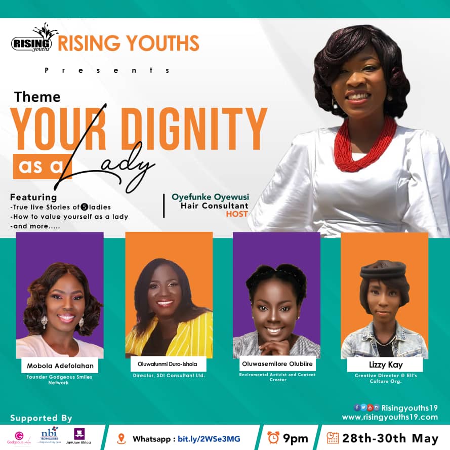 RisingYouths19's tweet photo. Your dignity as a woman: How do you value yourself as a woman? Do you value yourself based on your past experiences? Here is an opportunity to glean from other people's life experiences. Don't miss out!

Click on the link below to join the WhatsApp Group: https://t.co/rQyWYrwgun https://t.co/VDNeHSF5Xm