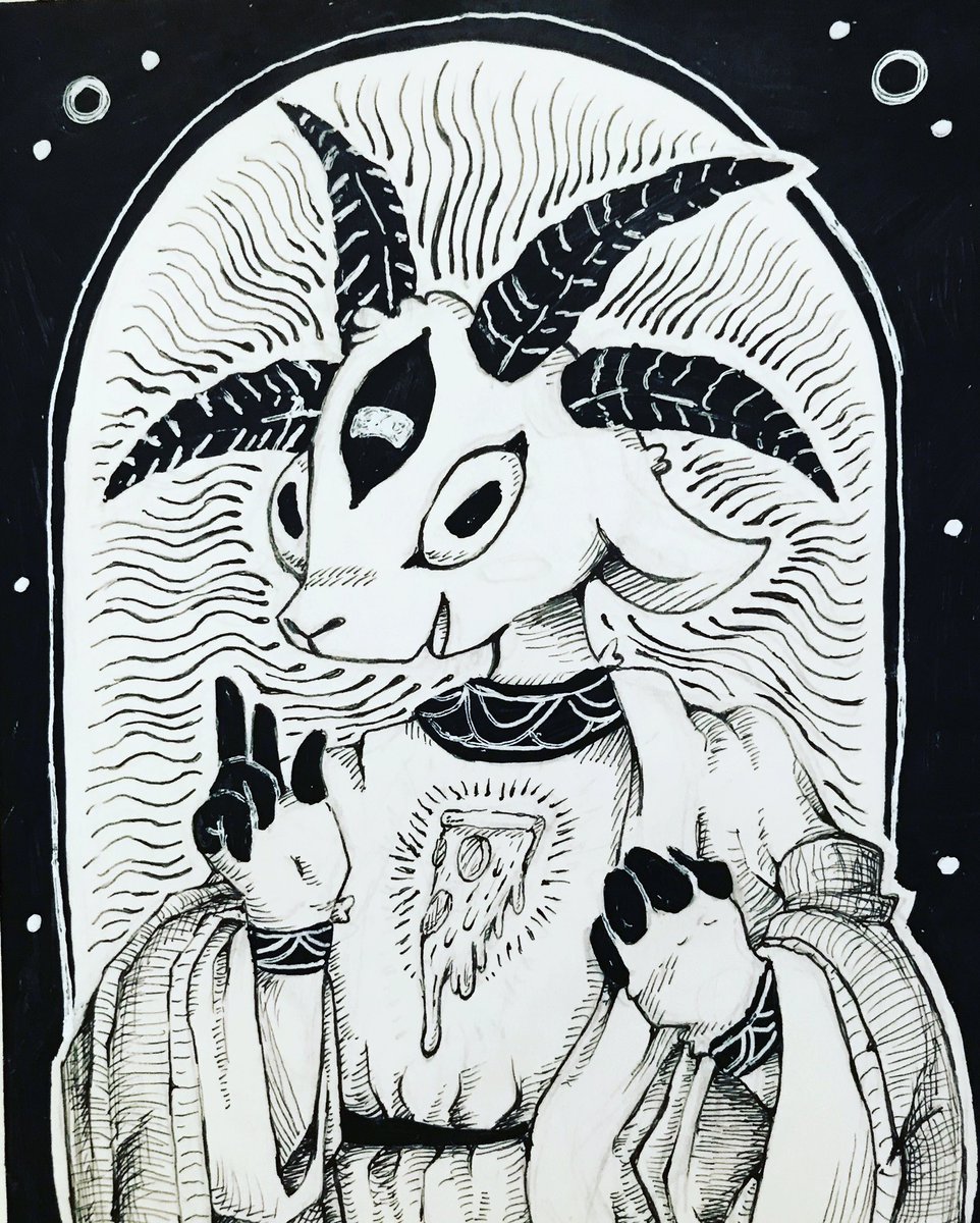 FlatPumpkin's tweet photo. Lord pizza raises the living and punishes dead rest in pizza 
#restinpizza #goat https://t.co/XNnsaejAEm