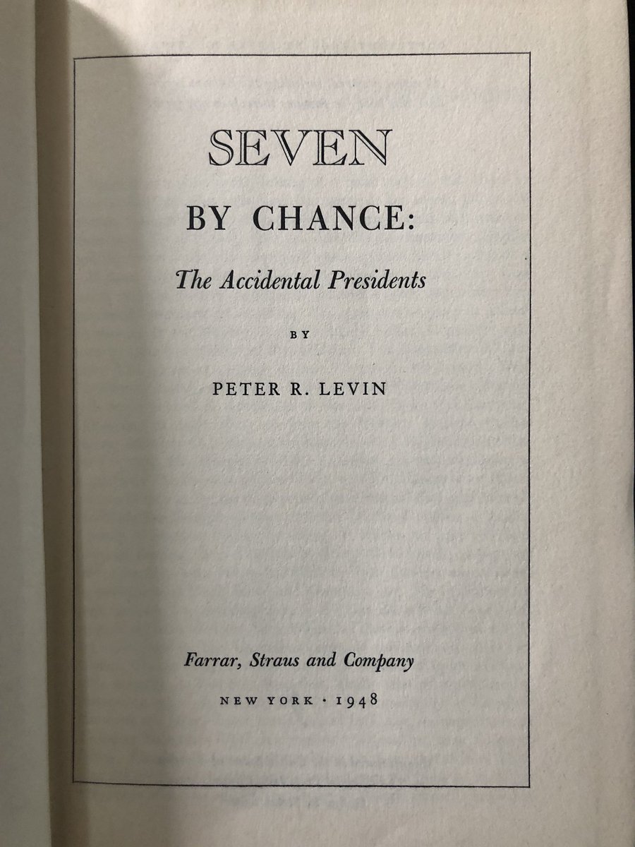 Today’s 2 books on one topic: vice presidents suddenly thrust into the presidency.“Seven By Chance: The Accidental Presidents” by Peter Levin“Accidental Presidents: Eight Men Who Changed America” by Jared Cohen