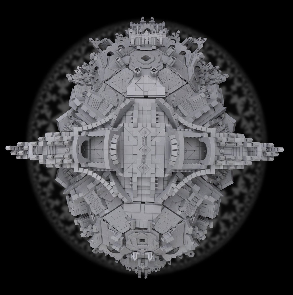 RebelLUG's tweet photo. You thought purple pirate ships were cool? Well then take a look at this snazzy planetoid built by Simon Liu which consists entirely out of grey bricks! Isn’t that neat? Did you also notice it’s (mostly) symmetrical? Go follow him on Instagram! #lego #simonliu #biggreylego https://t.co/nJMLyzDLXu