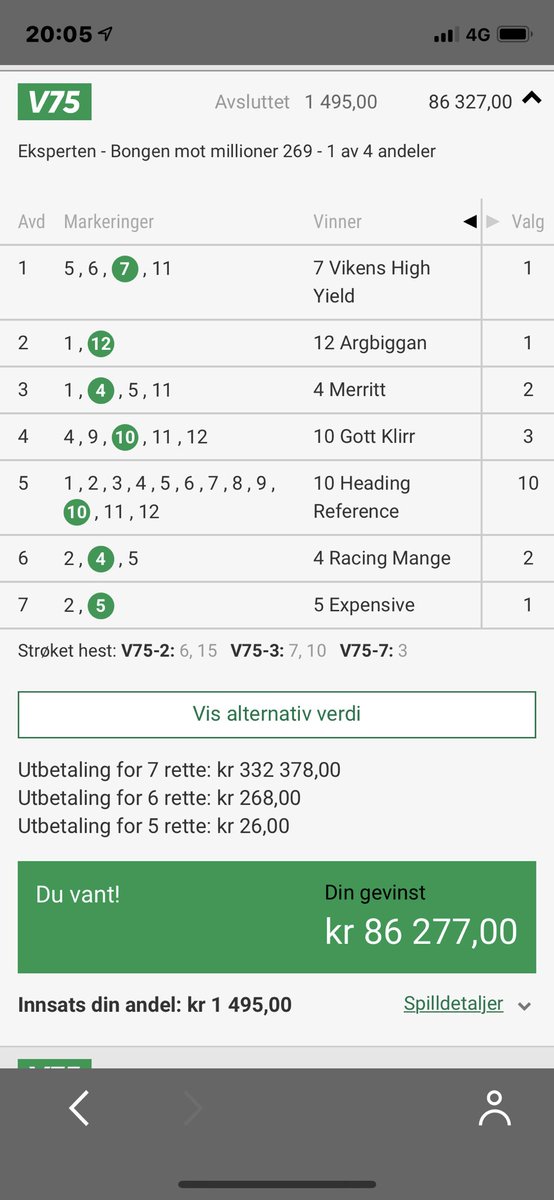 Endelig satt den 💰💰Takk til Vinnerbongen 👍💰💰🥂🥂🍾