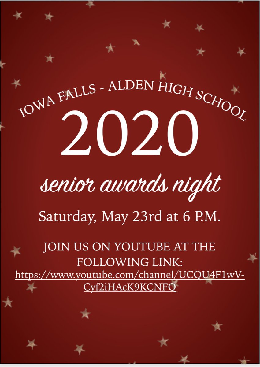 Join us tonight at 6 PM via YouTube Live for our virtual awards night. I'm looking forward to honoring our seniors tonight! Just follow the link and join the live broadcast! #IFACadetPride youtube.com/channel/UCQU4F…