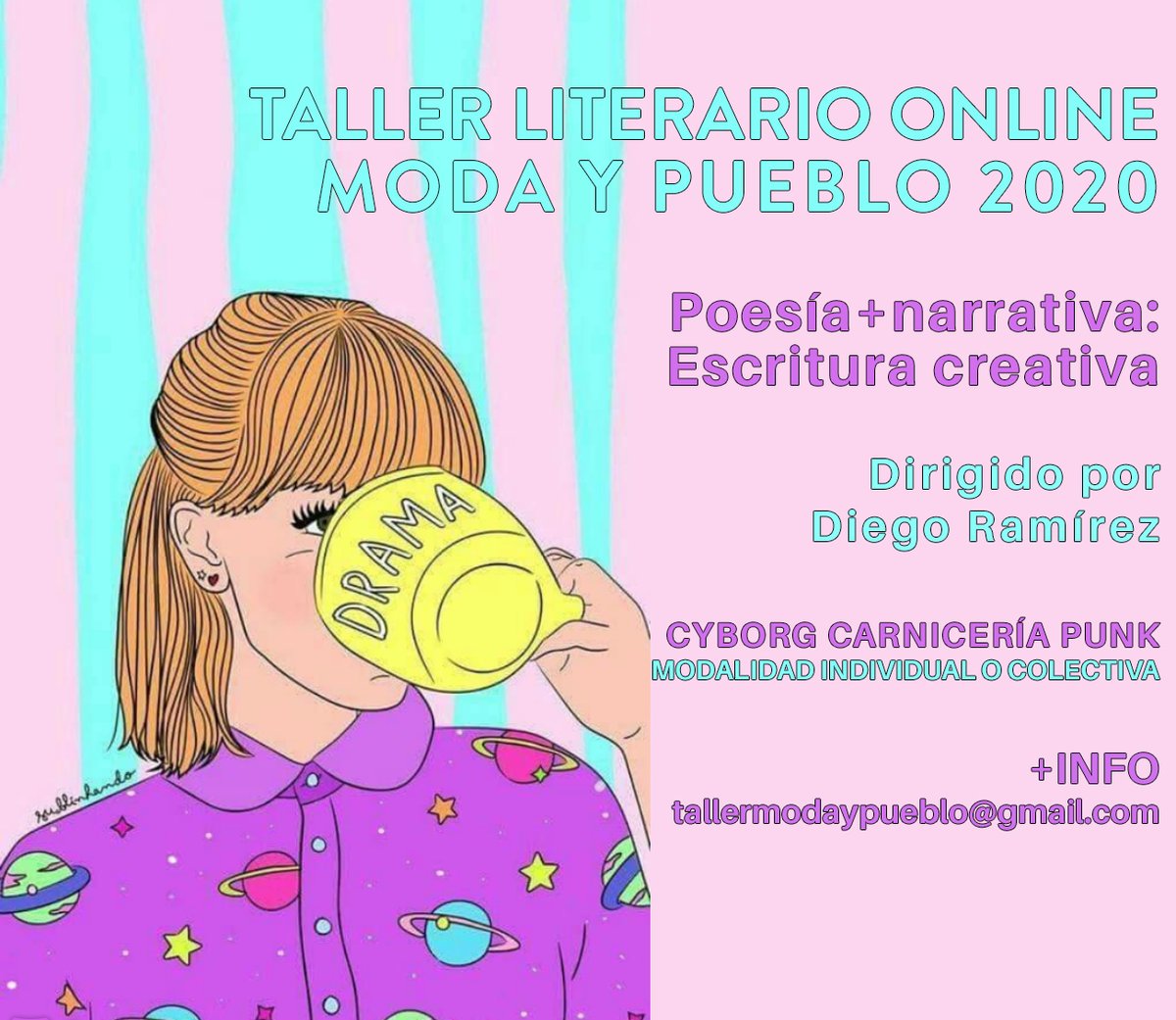 diego_ramirez_'s tweet photo. Taller Literario online, / día sabado/ 19 hrs,   escribe a tallermodaypueblo@gmail.com https://t.co/8Paqy88CCi
