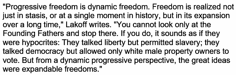 "Progressive freedom is dynamic freedom,"  @GeorgeLakoff writes: 7/14