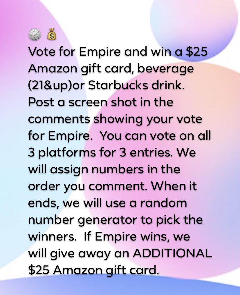TyraJewels's tweet photo. WANNA WIN SOME MONEY?!  
Read Bellow⬇️
VOTE 11 NIVA EMPIRE @NIVAJrs i’m here, facebook and twitter! 💜💜
#Empire #Volleyball #Vote https://t.co/Z9z5fP2gQK