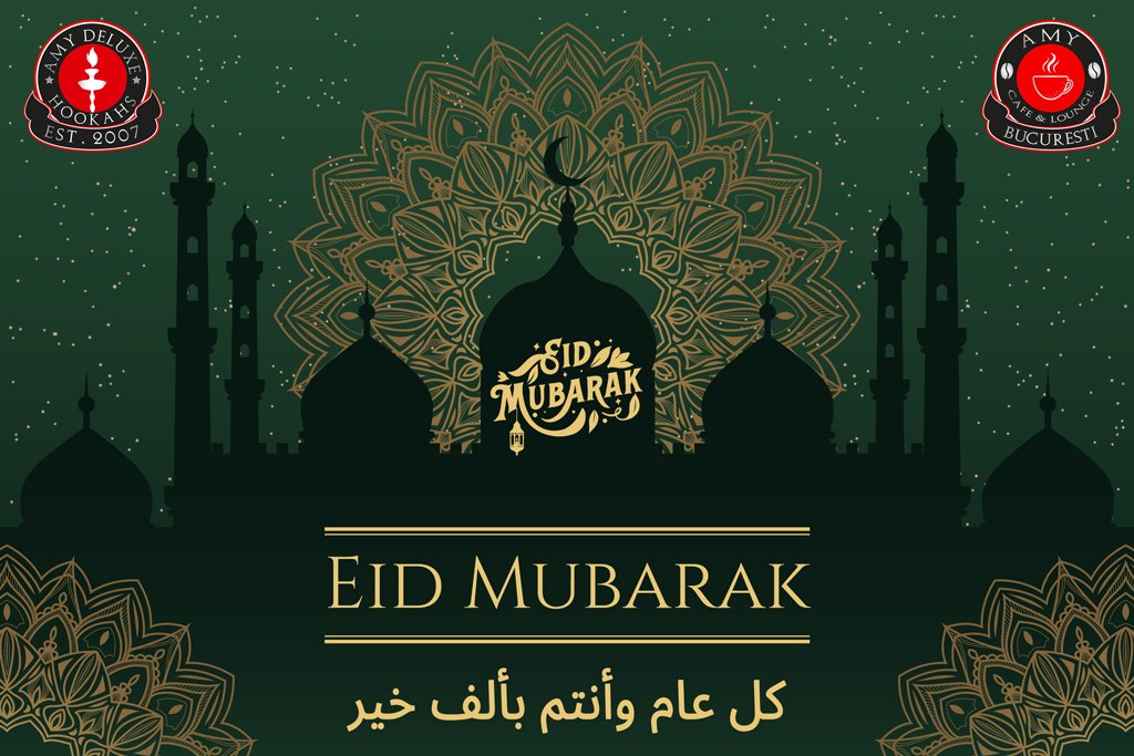 AmyDeluxeRO's tweet photo. Familia AMY Deluxe Romania și AMY Cafe vă doresc un Eid Al Fitr fericit cu multa sănătate.
La mulți ani si sărbători fericite.

عائ��ة ( آمي ديلوكس رومانيا &amp; آمي كافيه ) تبارك لكم جميعاً بحلول عيد الفطر المبارك وتتمنى لكم دوام الصحة والعافية
كل عام وأنتم بألف خير. https://t.co/uUGmFRVk0e