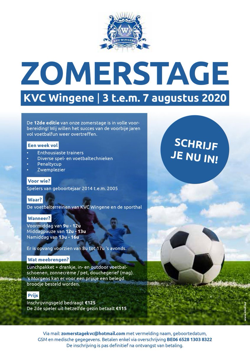 Beste leden van KVC Wingene, Beste ouders.Eindelijk... Na lang wachten kwam er gisteren, op 22 mei 2020, goed nieuws  voor onze jonge voetballers. !