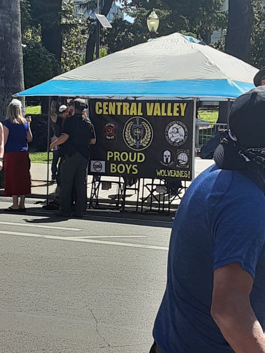 The neo-fascist Proud Boys have set up a tent at the far-right rally on the west side of the capitol that has been organized by the groups We Have Rights & Freedom Angels Foundation among others. And here are some PBs to look out for -  https://twitter.com/AntifaSac_/status/1253250168352157701