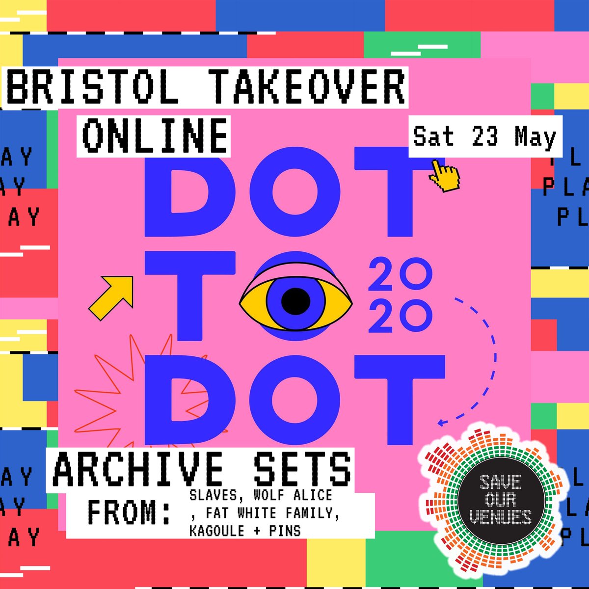 Up now on #BristolTakeover we have archive <a href="/d2dbristol/">Dot To Dot Bristol</a> sets from <a href="/Kagoule/">Kagoule</a> #PINS <a href="/FatWhiteFamily/">Fat White Family</a> <a href="/wolfalicemusic/">Wolf Alice</a> + <a href="/Slaves/">.</a> 

It would have been Dot To Dot's 15th anniversary this weekend.

Tune in &amp; help raise money for <a href="/musicvenuetrust/">Music Venue Trust</a> #saveourvenues 

buff.ly/2LCIWP3