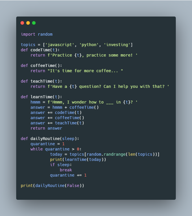 thatoutdoorkat's tweet photo. So, this has pretty much been what my #quaroutine has felt like...
#WomenWhoCode #100DaysOfCode #python #codinglife #infiniteloop #AlwaysBeLearning https://t.co/spNoBx0mUT