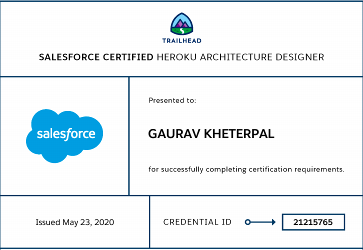 gauravkheterpal's tweet photo. #Salesforce Certification #28 

I'm now a Certified @heroku Architecture Designer

June 2019- Failed by 3% (So close)
Feb 2020- Failed by 1% (Agonizing)
May 2020- Finally made it!

Thanks @trailhead for Trailmix &amp; @durgesh_dhoot @RaghuSripada for the Fantastic Fast Path!

Contd https://t.co/bYpR6Xx6Hi