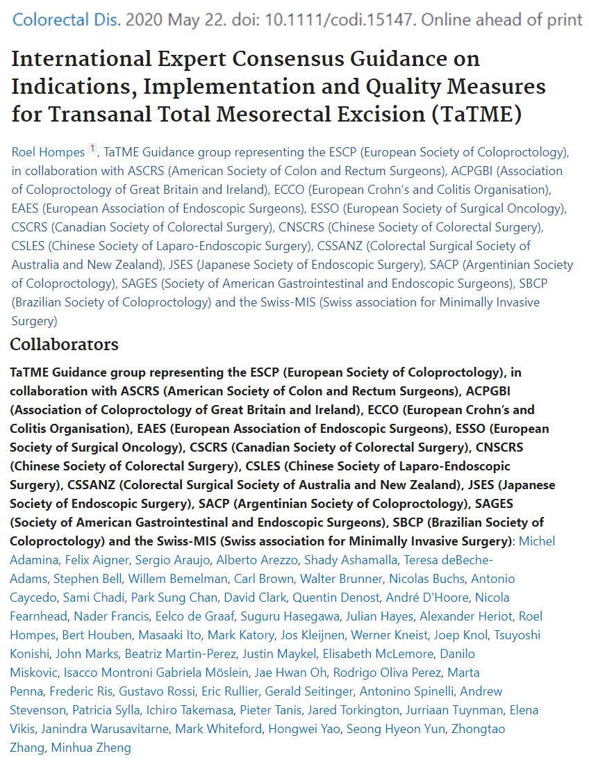 Michel Adamina (@micheladamina) on Twitter photo The Consensus Guidance on #taTME led by <a href="/RoelHompes/">Roel Hompes</a> has just been published in <a href="/ColorectalDis/">Colorectal Disease</a> It summarizes the best evidence & opinion of 56 International Experts & follows on the #ECCStGallen Consensus in <a href="/SurgEndosc/">Surgical Endoscopy</a> Proud of this major contribution to better #colorectalsurgery The Consensus Guidance on #taTME led by <a href="/RoelHompes/">Roel Hompes</a> has just been published in <a href="/ColorectalDis/">Colorectal Disease</a> It summarizes the best evidence & opinion of 56 International Experts & follows on the #ECCStGallen Consensus in <a href="/SurgEndosc/">Surgical Endoscopy</a> Proud of this major contribution to better #colorectalsurgery