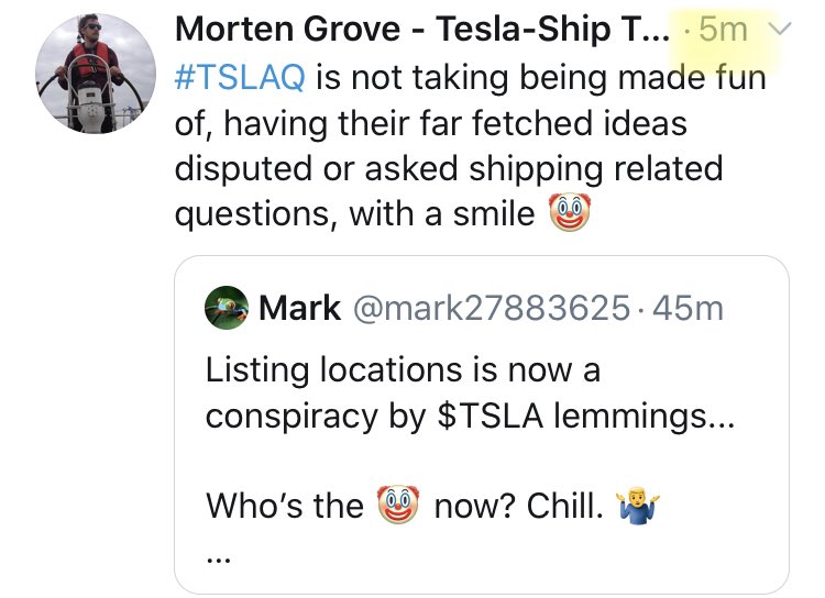 Look at this tweet storm within minutes, wonder who is triggered  I’m also really sorry, that I didn’t know I HAVE be on the call and answer tweets instantly,  @mortenlund89. Hope you can forgive me, promise to do better next time.  $TSLA  $TSLAQ  https://twitter.com/mortenlund89/status/1264270665470836737