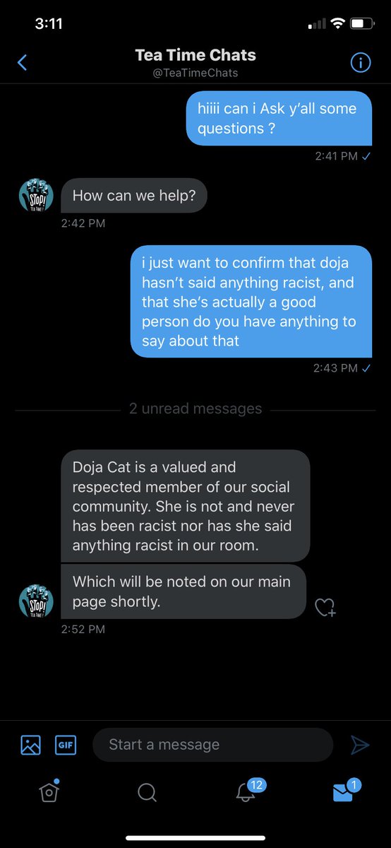  #DOJACATISOVERPARTYEVIDENCE FROM MEMBERS OF THE TEA CHAT TIME ROOM AS WELL AS THE OWNER THAT DOJA CAT IS NOT RACIST. also  @PAQUET90 (who was there that night) claims he has not heard her say anything racist.cr:  @ShaggyWarhol  @TeaTimeChats