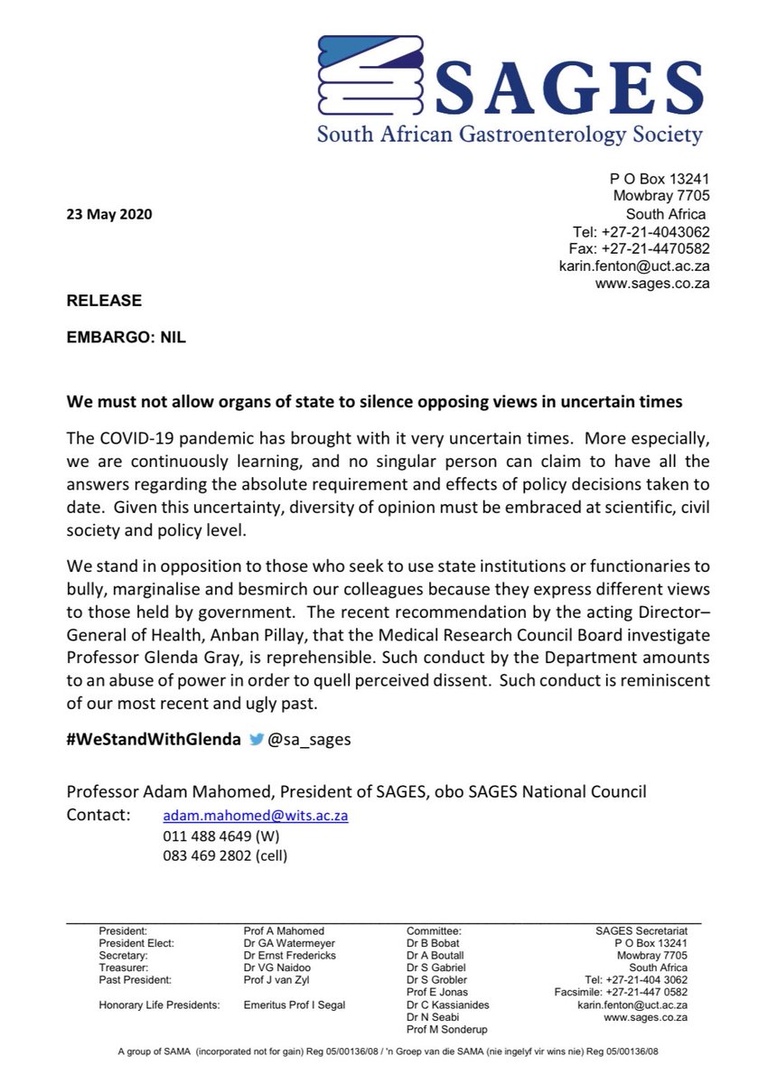 Jonathan_Witt's tweet image. Very pleased to see senior academics vocally supporting Professor Glenda Gray against those who would seek to punish and silence her for speaking up. #IStandWithGlenda