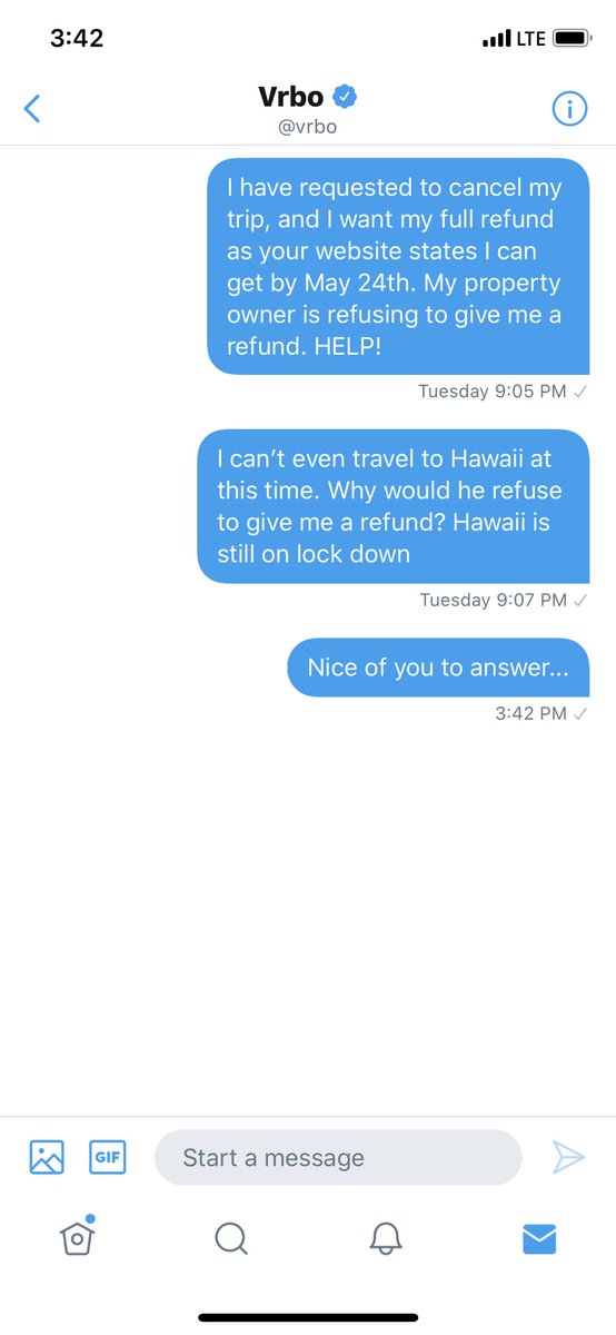 leandalinweimer's tweet photo. @vrbo is sooooo helpful 🙄 #sorrynotsorry #moneyhungry #unethical #notcustomerservicefriendly https://t.co/9FMp3wi8WU