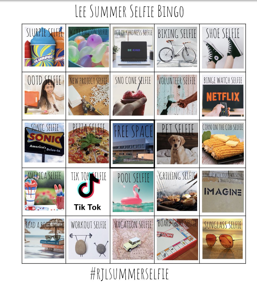 NetZeroLee's tweet photo. Here is this year’s #rjlsummerselfie bingo board, Spurs.  Let’s retweet so we can keep all of our FamiLEEs connected by participating and posting to social media all summer long. #rjlyear7 https://t.co/RDz6TXlH9q