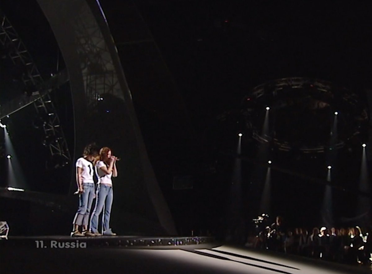 This led to Russia being boo’d in the era pre-anti-booing-technologyALSO... pretend lesbians tATu had promised to kiss which caused MORE outrage and retrospectively is a crackers scenario looking at Russia’s present attitudes to LGBTQ+ rights Messssy   #EurovisionAgain