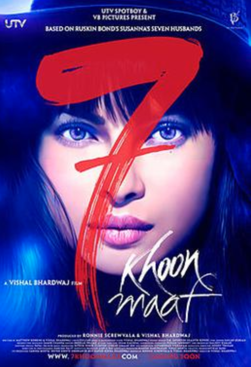 In 2011 Priyanka Chopra's "7 Khoon Maaf" released where she played the character Susanna Anna-Marie Johannes to perfection. She won Filmfare's best actress critics award and screen award for best actress that year. Her deception of the character was widely praised.