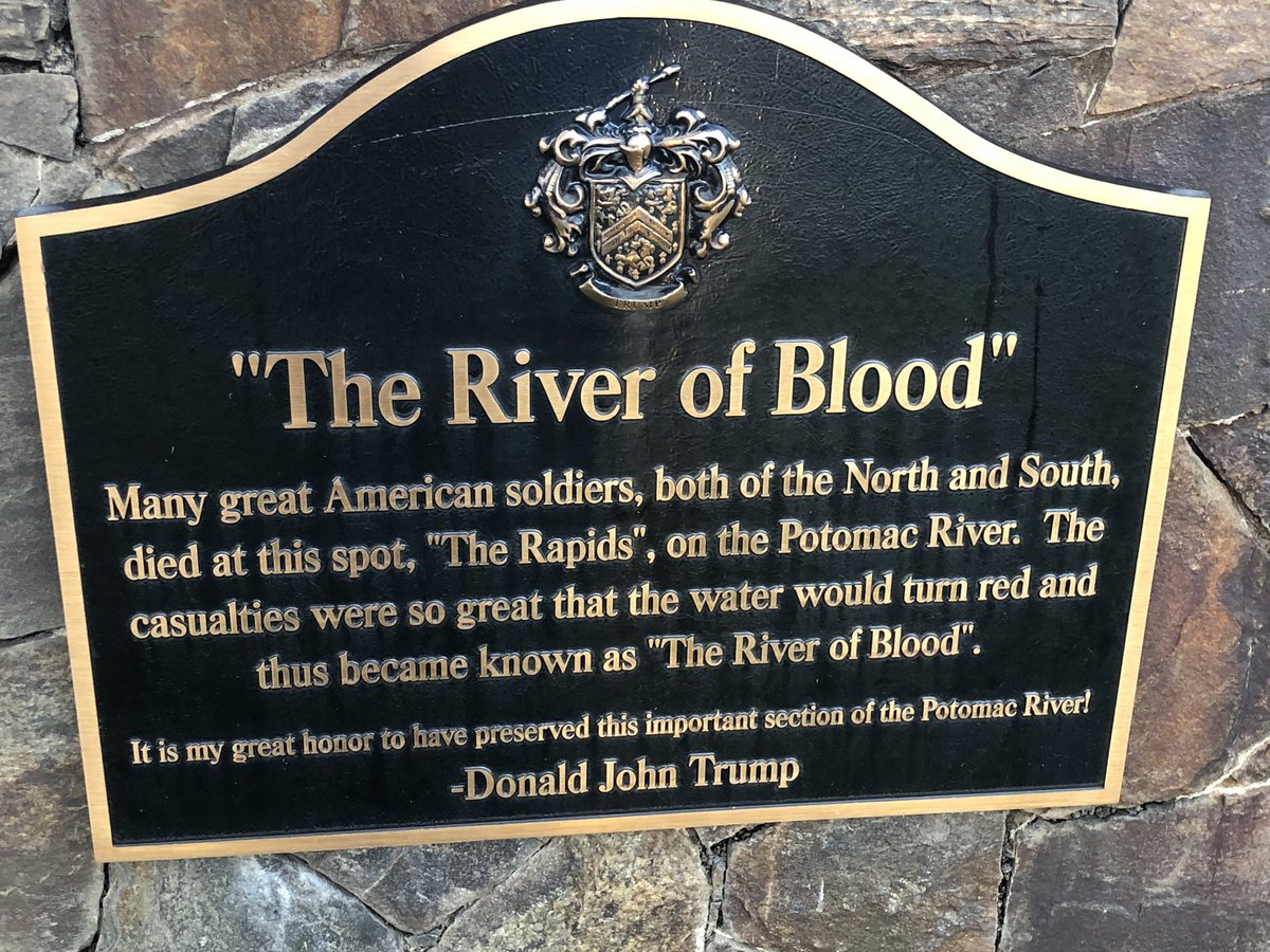 As  @realDonaldTrump golfs this Memorial Day weekend while Americans continue to die due to his failed leadership, here’s a photo of a monument he placed along the Potomac at his VA golf course, which is as fake as his Putin installed presidency.This battle never happened. 1/4