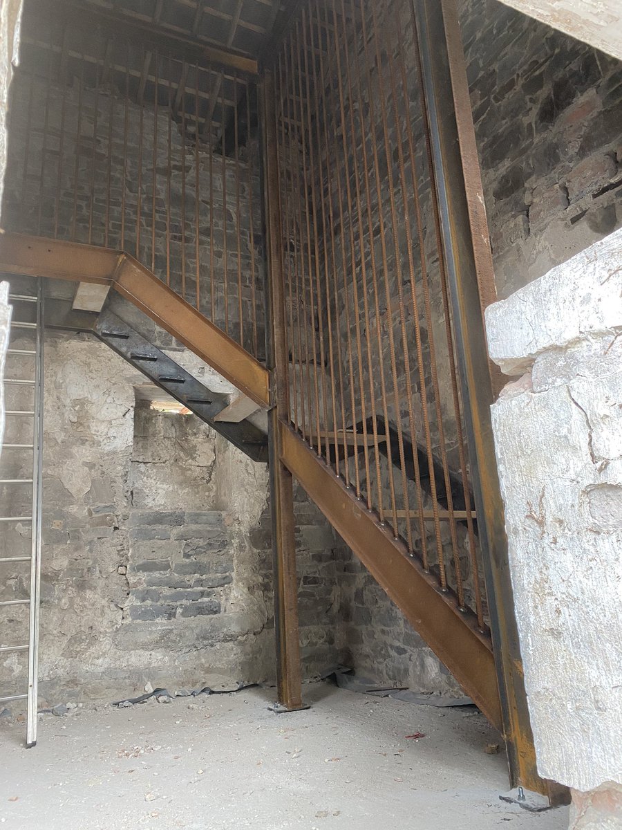 PNDBuilding's tweet photo. Delighted to see the stairs structure being installed today in this converted late 18th century grain store - our future office! #architecture #steel #design #buildings #heritage #officedesign https://t.co/ZGWWqOOs9C
