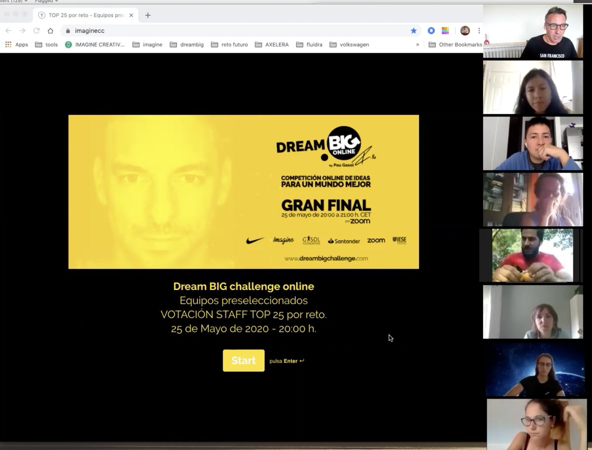 Tras dos días superintensos de revisión de propuestas ya tenemos los 125 equipos (25 por reto) que pasan a la siguiente ronda. Mañana turno de votaciones de STAF y Partners para la selección del top 50 que se va a publicar (10 por reto). Gracias staff!  dreambigchallenge.com