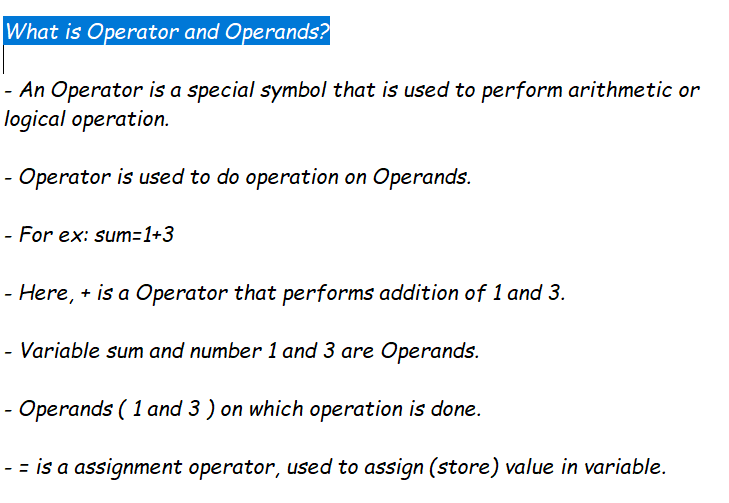 DDSRY21's tweet image. What are Operator and Operands?

#LearnPythonOnTwitter #Python #edutwitter