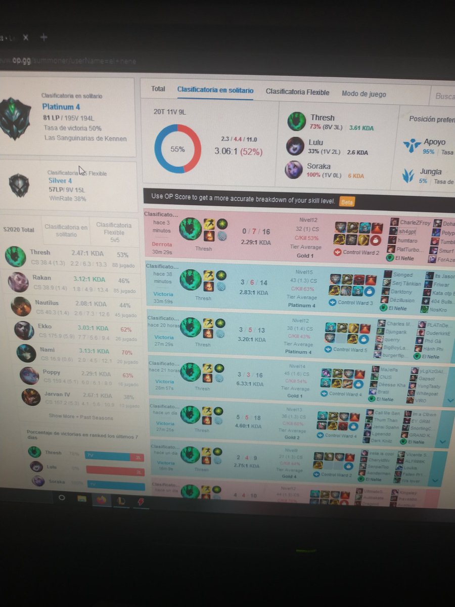 raulcf98's tweet photo. Como @riotgames quieres que gane cuando me metes un pavo que me intea , que va en rachas de derrotas con 5 seguidas que es plata 1 y con 18%wr ganando 3 games y perdiendo 16 , en que momento hacen este emparejamiento teniendo una racha de 5 ganadas , perfecto está el matchmaking. https://t.co/MqcWv1yBcG
