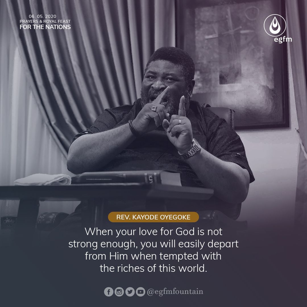 EGFMfountain's tweet photo. When your love for God is not strong, you will easily depart from the living God when tempted with the riches of this world. Such was the case of Demas who forsook Paul (2 Tim. 4:10).
#RevKay #EGFMPM #EGFMPRFN https://t.co/StwbiGdQqf