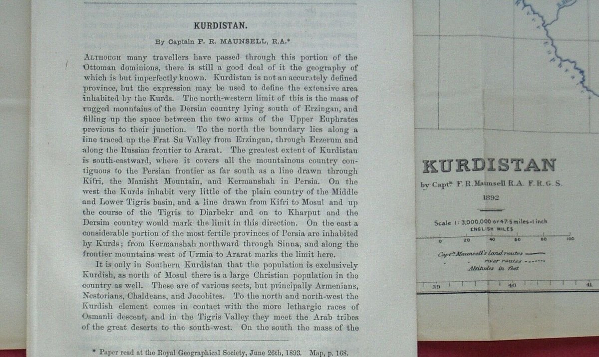 Physical Map of Kurdistan, prepared by Maunsell in 1892. This map has been published in The 1894 issue of The Geographical Journal, which has been actively publishing since 1831.