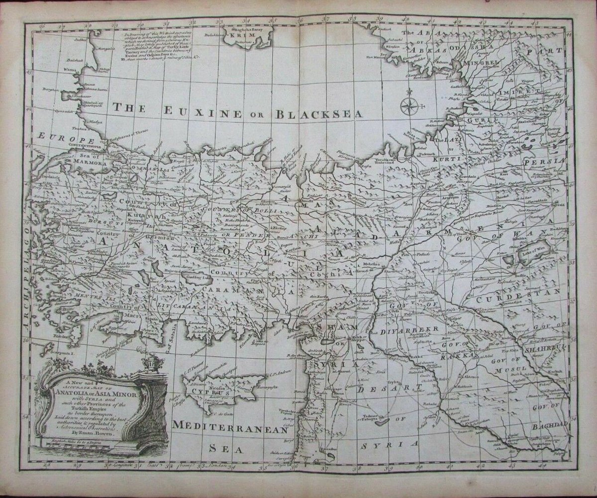 ANTIQUE BOWEN MAP: CURDISTAN (Diyarbekr) 1776 KURDISTAN: Long before Turkey, Iran and Iraq