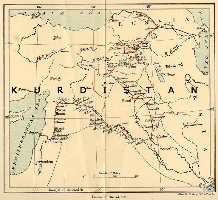 Kurdistan map respectively: 1852, 1861, 1897, 1900