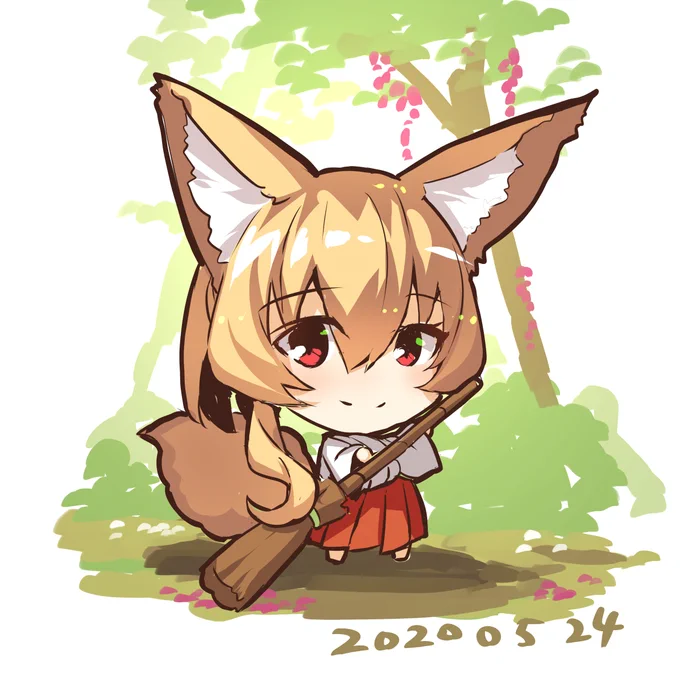 #深夜のひっそり落書き#生存報告落書きお仕事中の狐子さん。最近暖かくなりましたね。というか暑い。 