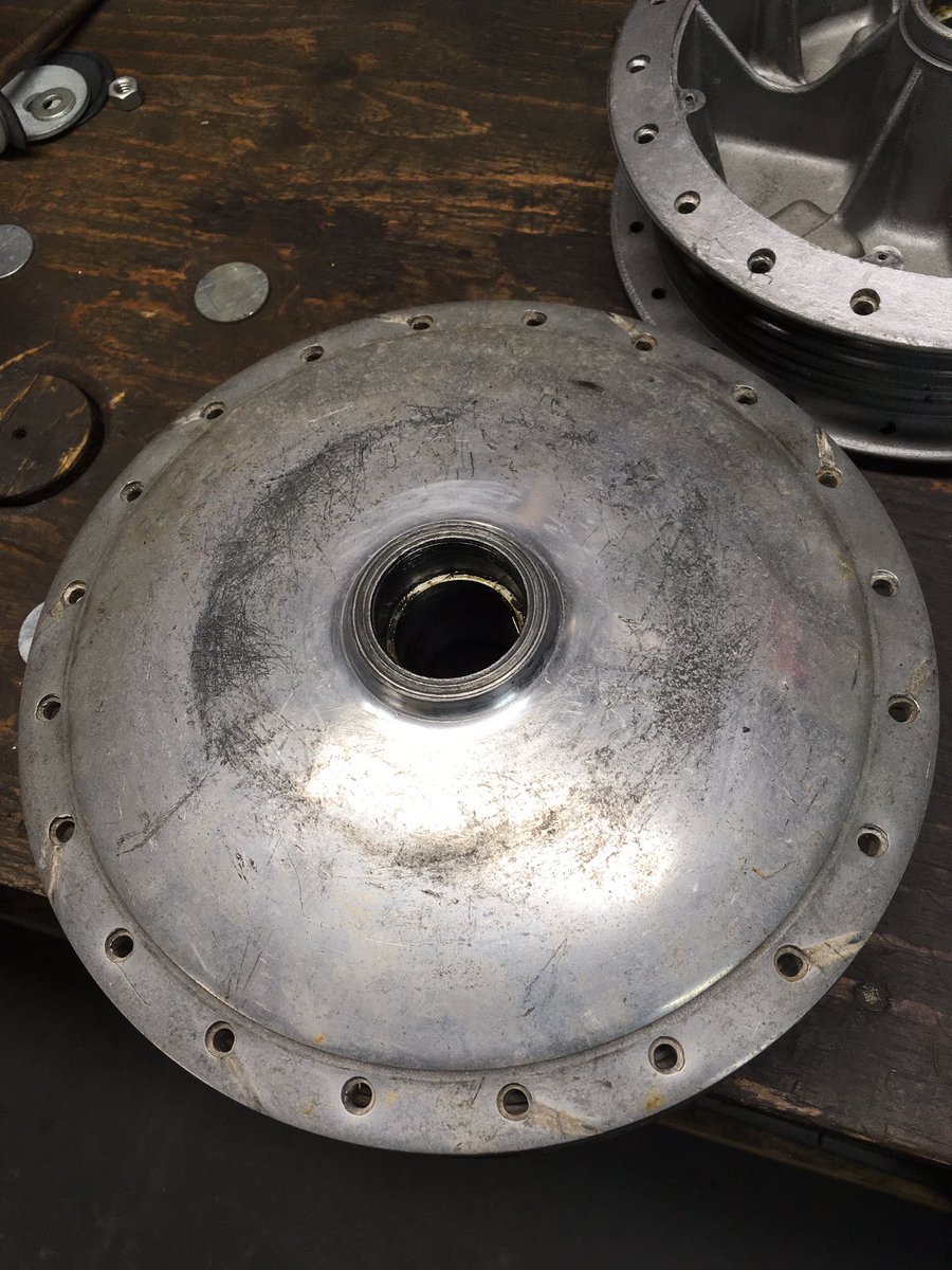 HooligansCycles's tweet photo. Before and after Norton Commando drum restoration... #Norton #Nortoncommando #commando750 #motorcyclerestoration #vintagemotorcycle #classicmotorcycle #Britishmotorcycle #rideimust #hbcparts #hooliganscycles #hooligansbritishcycles https://t.co/s8TnSKYSXb