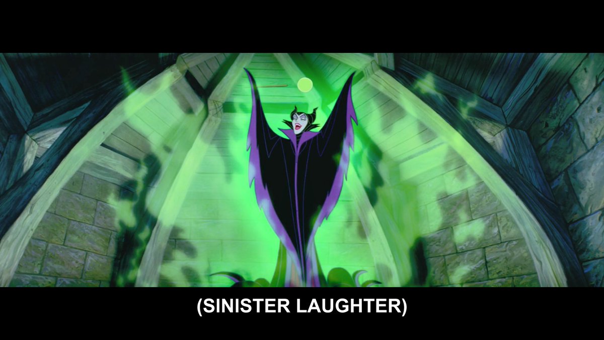 Ooh, sinister laughter. My favourite of laughters. *saves*  #SleepingBeauty