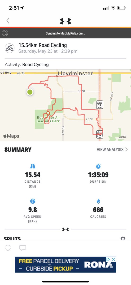 Fun ride today. Did 15.5km for the <a href="/LloydBobcats/">Bobcats Hockey</a> fun run. Couple little troopers with us