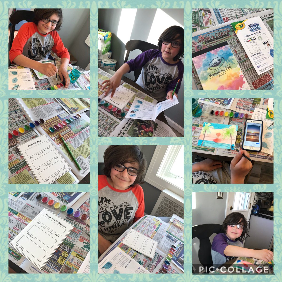 JessicaSaraK's tweet photo. Forgot to post these the other day. #watercolorexploration #art #technique #wellnessweek2020 @Crayola @NBUFSDPride @jemmer_art @palantino11 @PrincipalMalone @dmkalinowski https://t.co/wlcPwapcm0