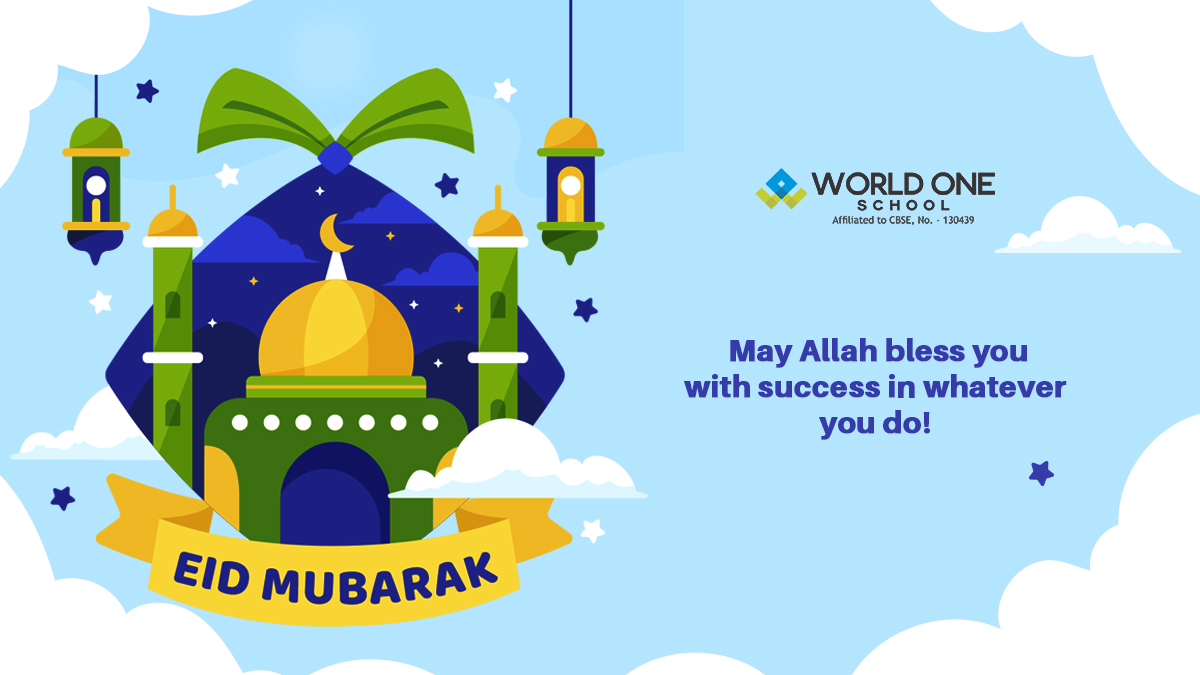 worldoneschool's tweet photo. Eid days are meant to celebrate the goals and the achievements that make you happiest. The ideals you believe in, the dream you love the best. Eid Mubarak.
#EidMubarak #EidAtHome #IdulFitri #ramadhanmubarak  #WorldoneSchool #BestCBSESchools https://t.co/GTYnKxaVl1