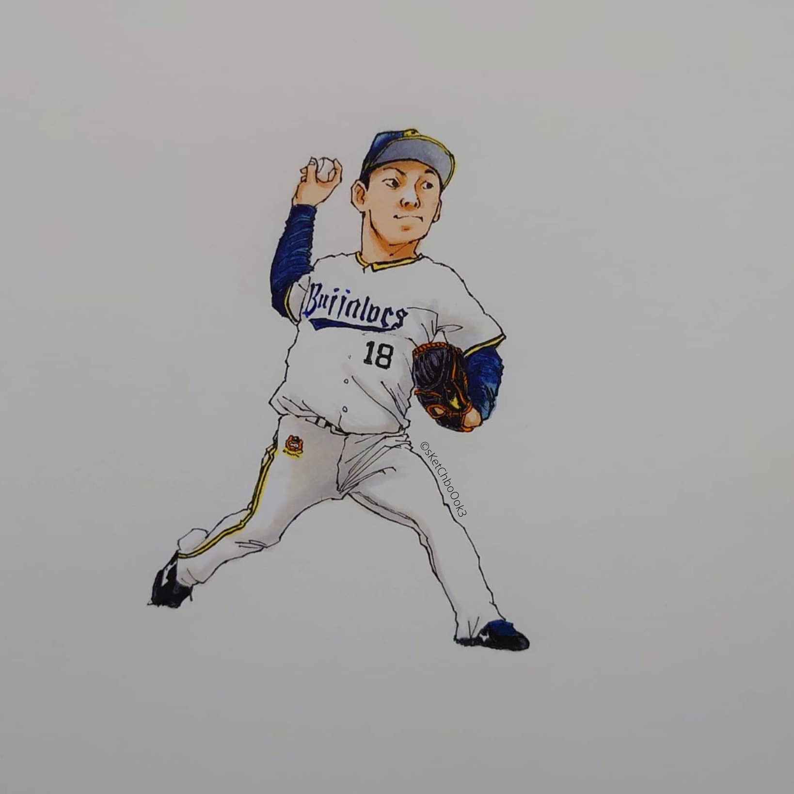 Skb3 Yoshinobu Yamamoto 挿絵 挿し絵 イラスト イラストレーター 山本由伸 山本由伸 投手 山本由伸選手 オリックスバッファローズ Orixbuffaloes 投手 エース 岡山県 都城高等学校 高校野球 甲子園 野球 ベースボール Baseball プロ
