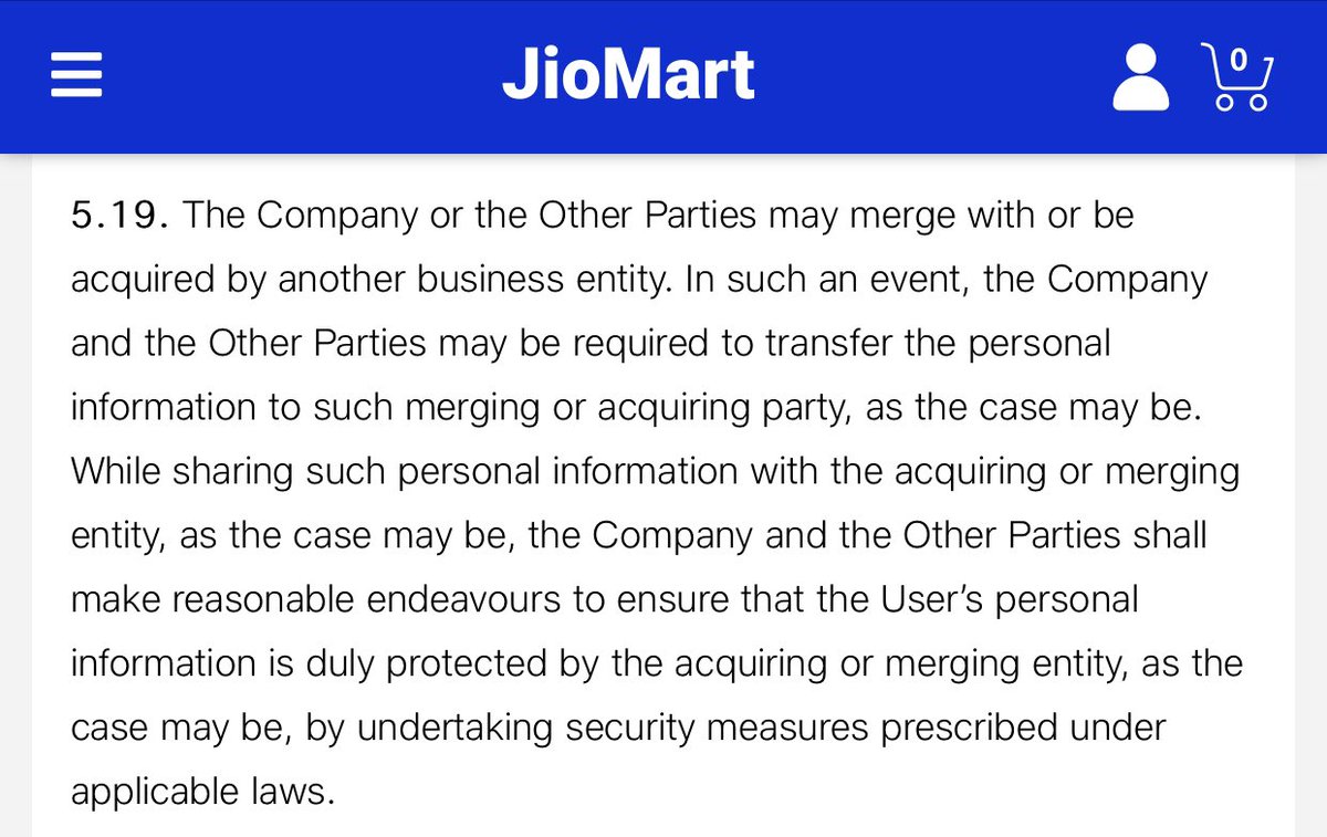 And lest we forget, JioMart currently sits with Reliance Retail and may be merged with or sold to another business entity. If not that, then some of its assets may be sold to another company. Of course, in all of this, users personal information tags along.