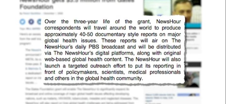 News Hour was given 3.5 million from the Gates foundation. In Sep 2010, The Guardian launched a Global Development website with the Gates foundation. In Feb 2011, The Seattle Times received over 4.5 million through the Bill and Melinda Gates foundation..